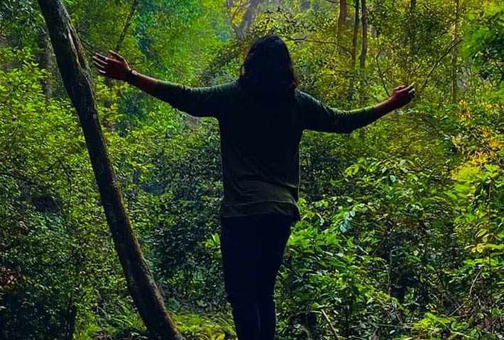 trekkers exploring the dense forest trails near Magenta Resort